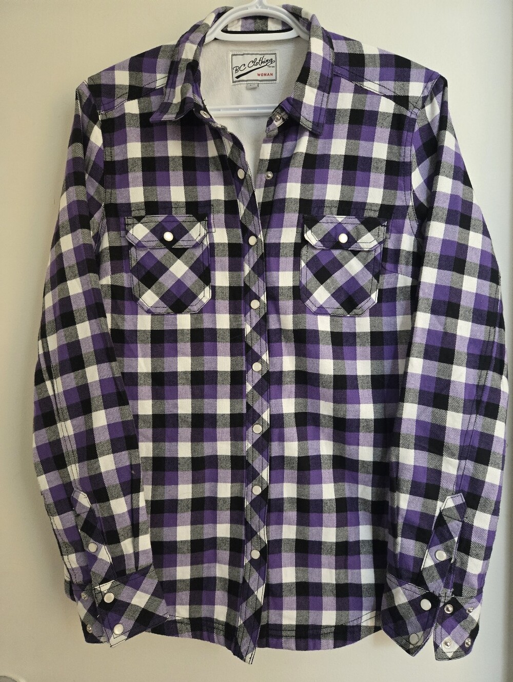 Ladies BC Clothing Fleece Lined Button-Up Shirt - S